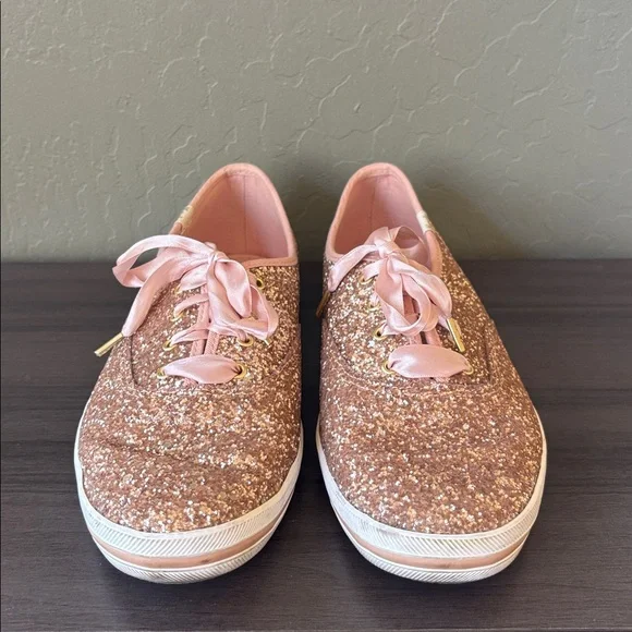 Keds‎ X Kate Spade Collab Rose Gold Glitter Sequin Sneakers Size 10 - Picture 6 of 12